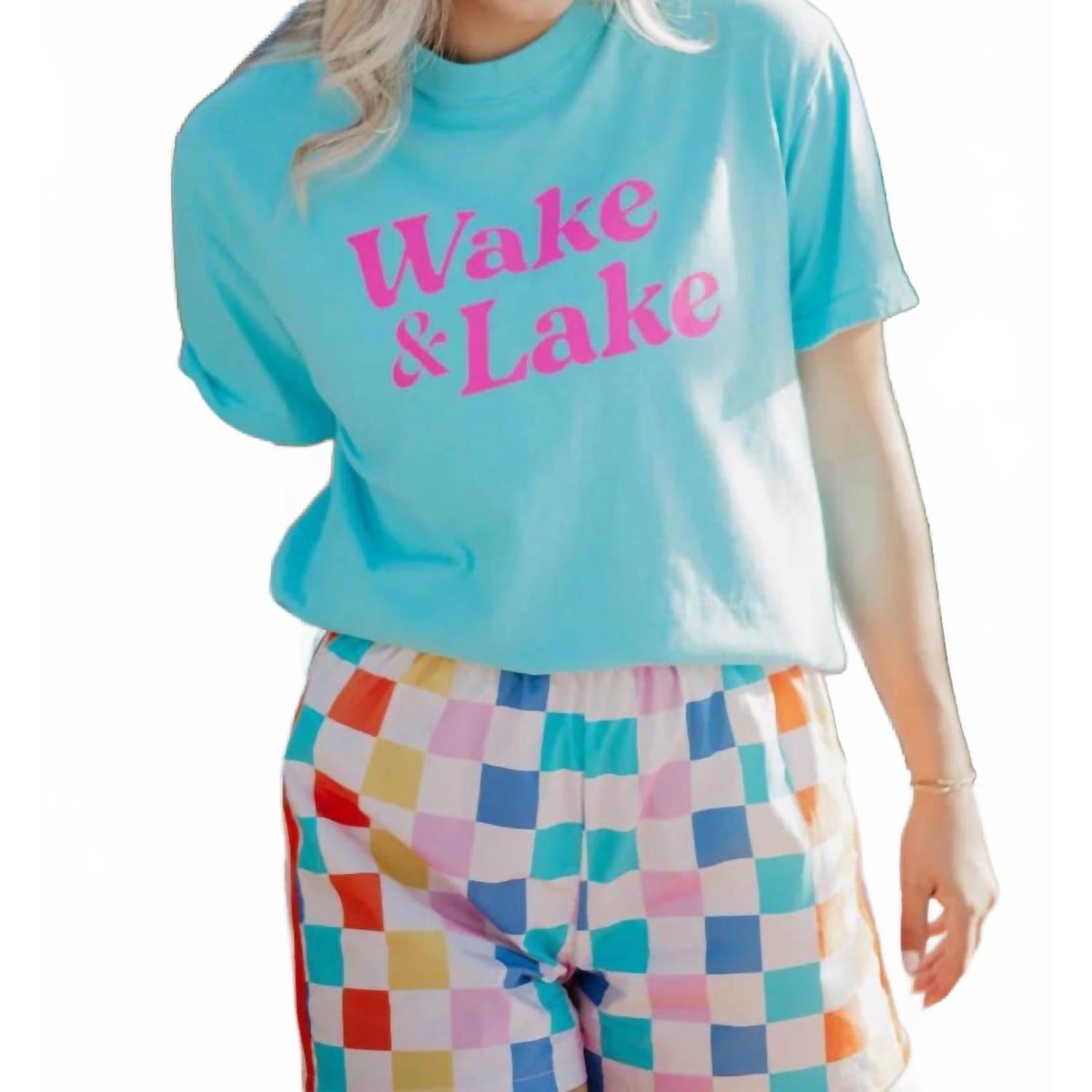 New Katydid Wake And Lake Graphic Cotton Tee In Lagoon Blue